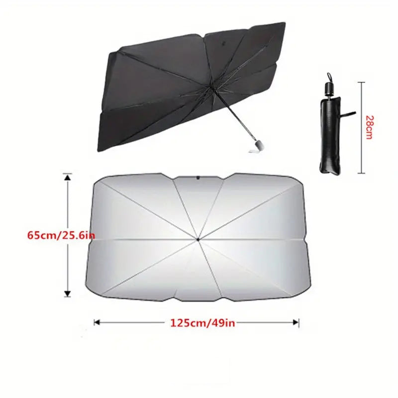 Car Front Sun Shade Windshield, Foldable Titanium Silver Car Sun Shade For Most Vehicles, Keep Vehicle Cool Damage Free