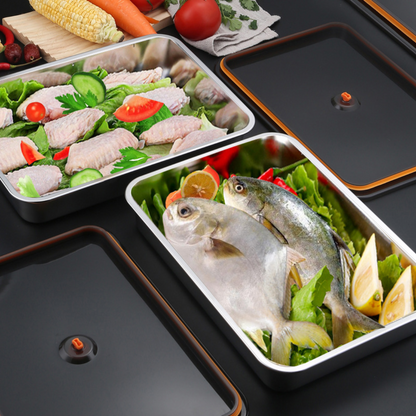 Antibacterial Stainless Steel 304 Vacuum Food Storage Container (22x15x6cm)