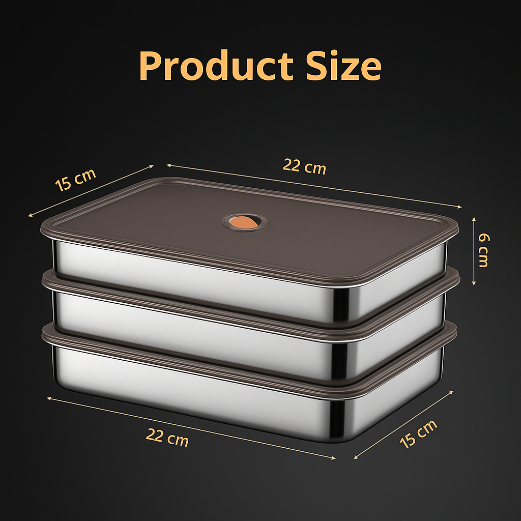 Antibacterial Stainless Steel 304 Vacuum Food Storage Container (22x15x6cm)