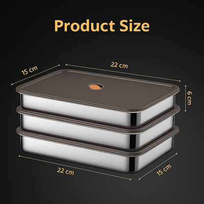 Antibacterial Stainless Steel 304 Vacuum Food Storage Container (22x15x6cm)
