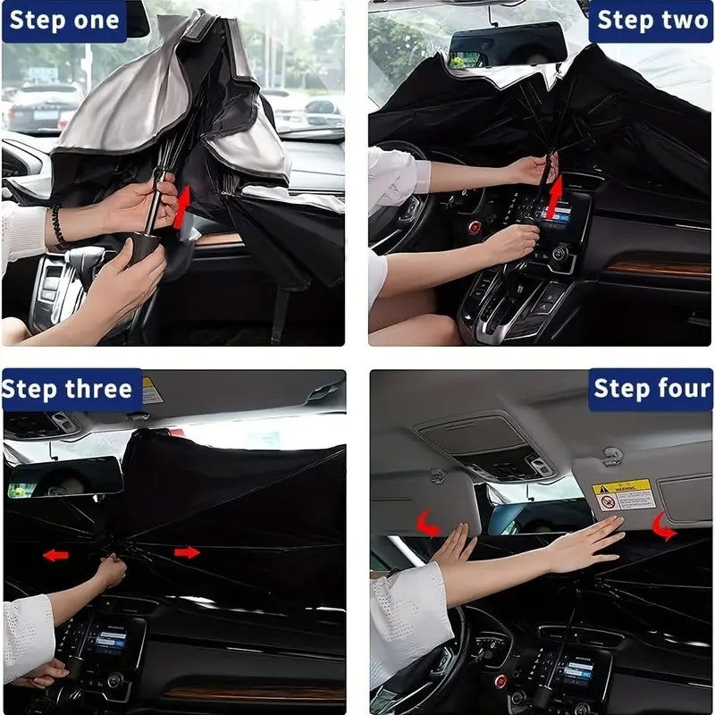 Car Front Sun Shade Windshield, Foldable Titanium Silver Car Sun Shade For Most Vehicles, Keep Vehicle Cool Damage Free