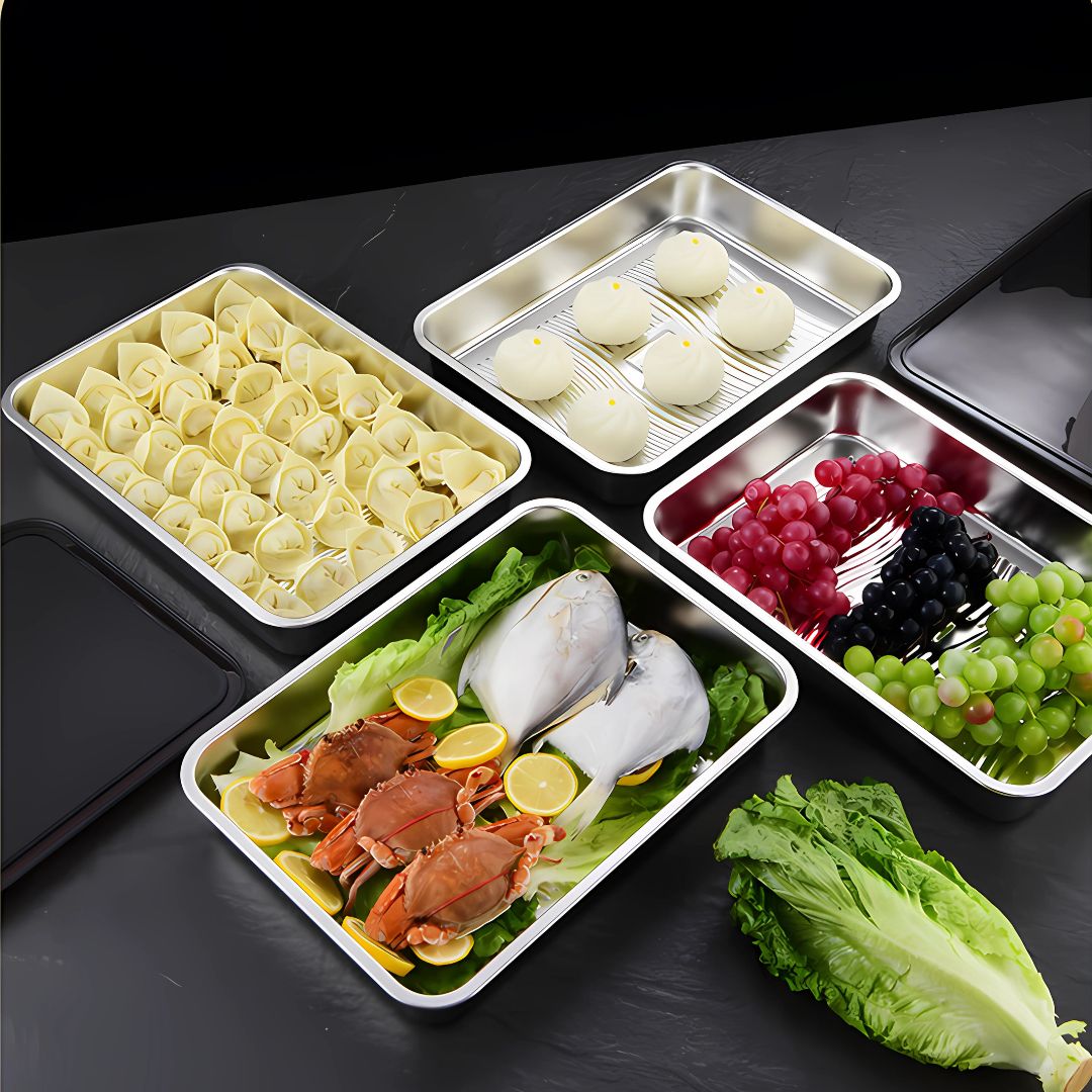 Antibacterial Stainless Steel 304 Vacuum Food Storage Container (22x15x6cm)