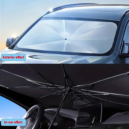 Car Front Sun Shade Windshield, Foldable Titanium Silver Car Sun Shade For Most Vehicles, Keep Vehicle Cool Damage Free