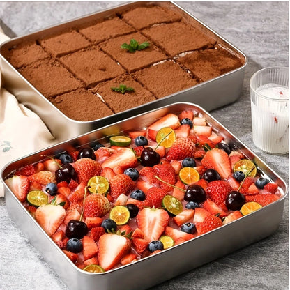 Japanese stainless steel 304 food storage trays with lids (25x19,5x5cm)
