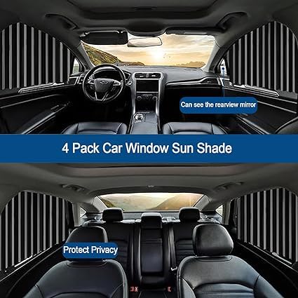 Car Side Window Sun Shade - Magnetic Privacy Sunshades Window Curtain Keeps Cooler Screen for Baby Sleeping Black (4 Pcs) (Copy)