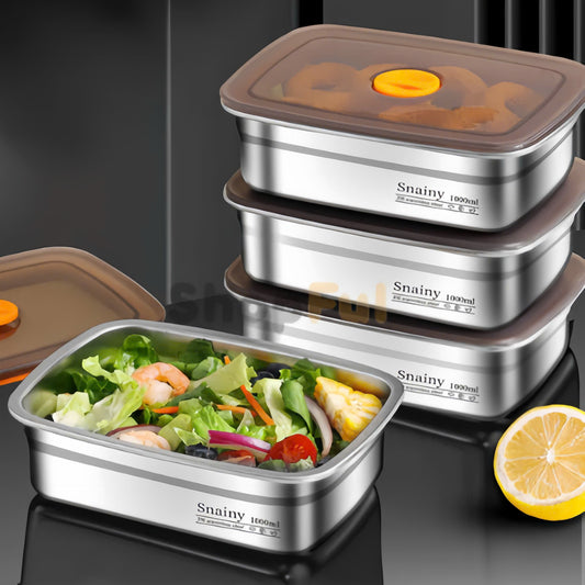 Large 1000ml (19 x 14 x 6cm) Antibacterial Stainless Steel Vacuum Food Storage Container