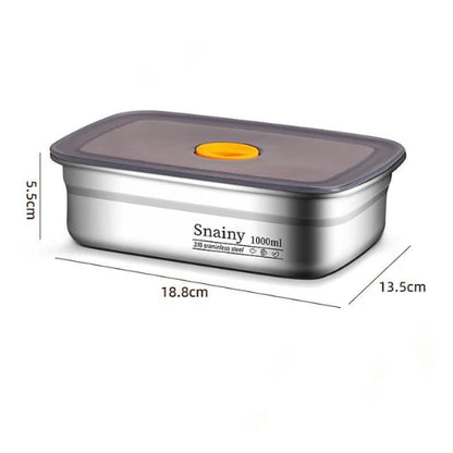 Large 1000 ml (19 x 14 x 6cm) Antibacterial Stainless Steel Vacuum Food Storage Container